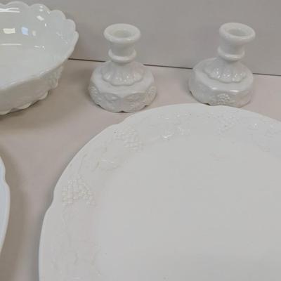 Vintage Westmoreland Milk Glass Dishes Serving