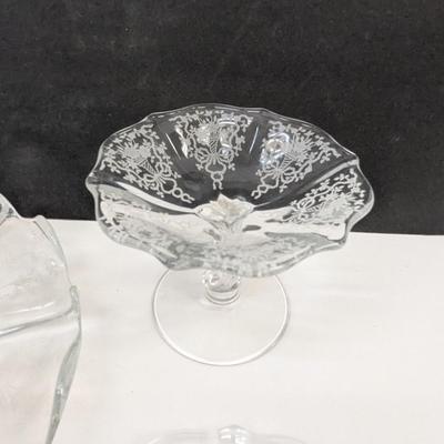 14 Pieces Of Fostoria Corsage Glass Chintz Etched Baroque Sandwich Plates