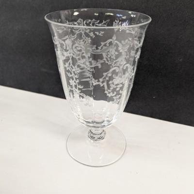 Fostora Etched Glasses & Tiffin Franciscan Etched Glasses