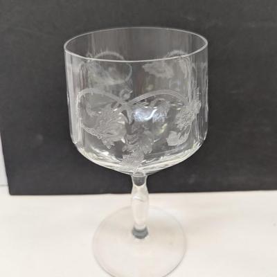 Fostora Etched Glasses & Tiffin Franciscan Etched Glasses