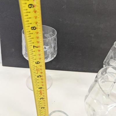 Fostora Etched Glasses & Tiffin Franciscan Etched Glasses