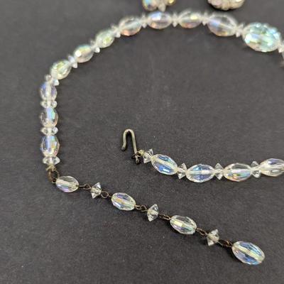 Aurora Borealis Crystal Faceted Beaded Necklace & Earrings