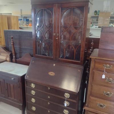 Vintage Jasper Cabinet Secretary Hutch Cabinet- Approx 34" x 18" x 81 1/2" Tall