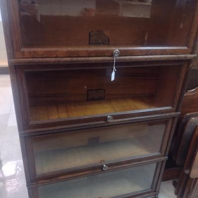 Antique Globe-Wernicke Co. Four Section Barrister Cabinet- Approx 34" x 9 3/4" x 62" Tall
