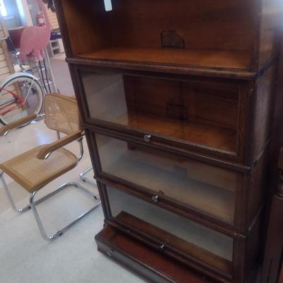 Antique Globe-Wernicke Co. Four Section Barrister Cabinet- Approx 34" x 9 3/4" x 62" Tall