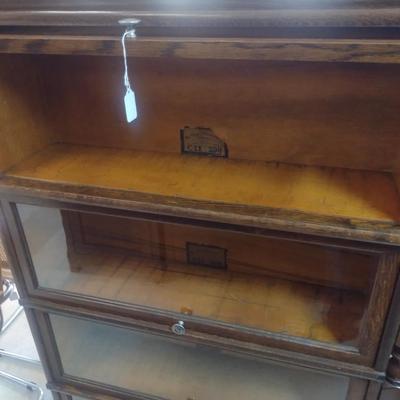 Antique Globe-Wernicke Co. Four Section Barrister Cabinet- Approx 34" x 9 3/4" x 62" Tall