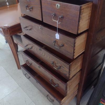 Antique Two Over Four Drawer Tall Dresser- Approx 30 1/2" X 17" x 47" Tall