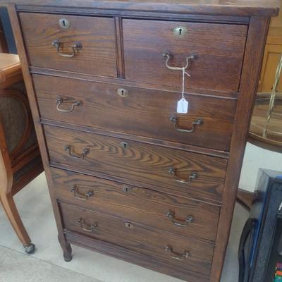 Antique Two Over Four Drawer Tall Dresser- Approx 30 1/2" X 17" x 47" Tall