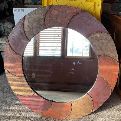 Wooden Framed Mirror w/chain capturing the beauty of each color 36x36