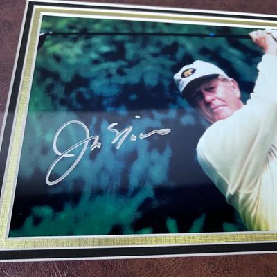 Jack Nicklaus Framed Matted Photos and one Signed with Sports Cards 