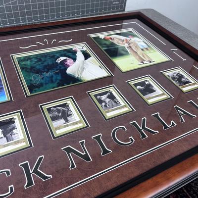 Jack Nicklaus Framed Matted Photos and one Signed with Sports Cards 
