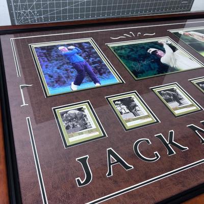 Jack Nicklaus Framed Matted Photos and one Signed with Sports Cards 
