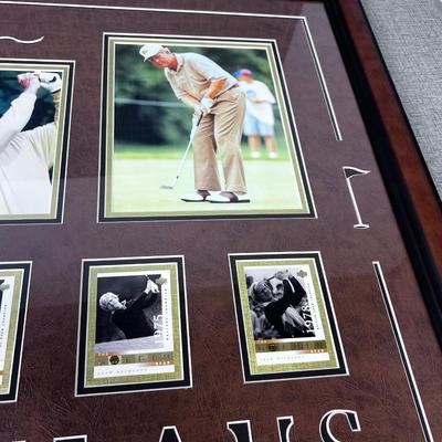 Jack Nicklaus Framed Matted Photos and one Signed with Sports Cards 