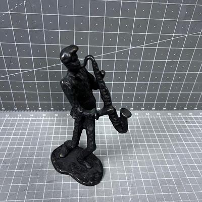 Bronze Sculpture Saxophone Player 