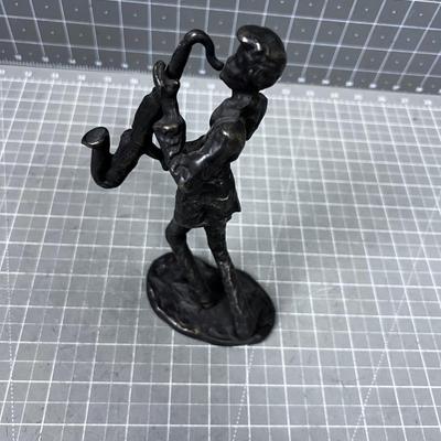 Bronze Sculpture Saxophone Player 
