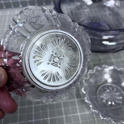 (4) Purple Glass; 1 Modern and 4 Antique 