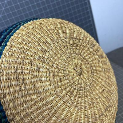Hand Made Basket from Ghana, Greenish Blue