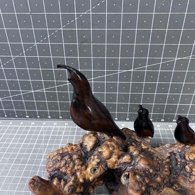 Carved Quail Family posted on Drift Wood