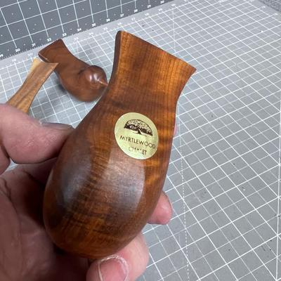 Carved Myrtle Wood Birds (5) of them