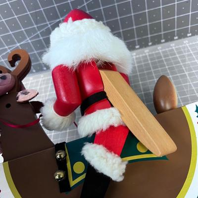 Santa Nut Cracker on a Reindeer Rocking Horse