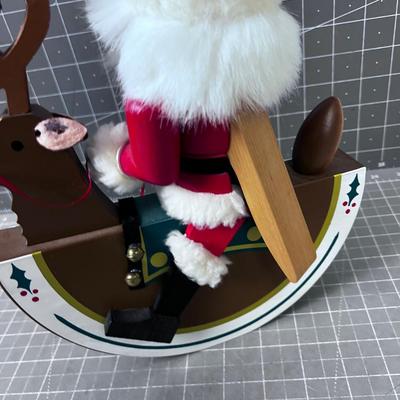 Santa Nut Cracker on a Reindeer Rocking Horse