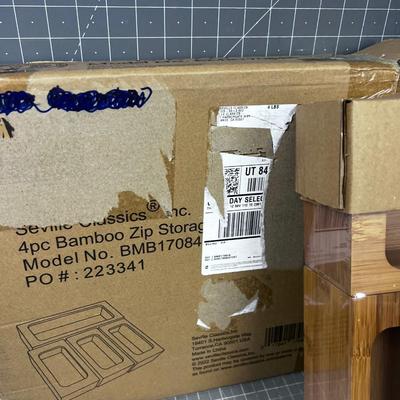 Bamboo  Zip lock Storage Bag Holder, NEW  