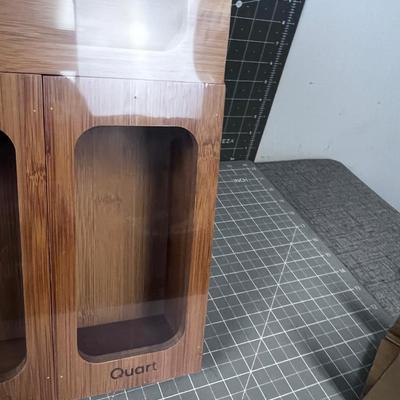 Bamboo  Zip lock Storage Bag Holder, NEW  