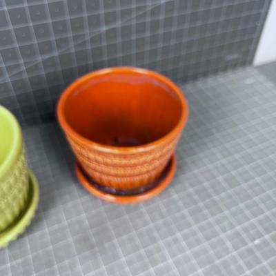 2 McCoy Planters  Orange and Green 