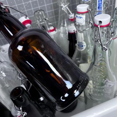 Huge tub of Clear and Amber Beer Making Bottle 