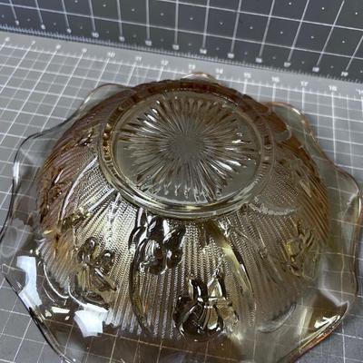 (2)Depression Glass  Bowls Yellow and Iridescent 