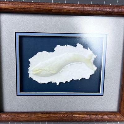Limited Edition Titled BLUE WHALE Hand Cut Paper Framed