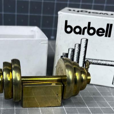 Brass Barbell Paper Weight, In the box
