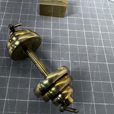 Brass Barbell Paper Weight, In the box
