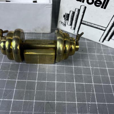 Brass Barbell Paper Weight, In the box