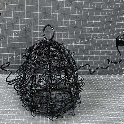 Wire Sculpture Beehive With Bees 