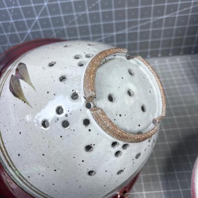 3 Pieces of Studio Art Pottery; A Colander and 