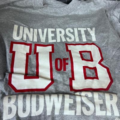 NEW Talking Beer Mug, Never Drink Alone ++ Plus a University of Budweiser T-Shirt