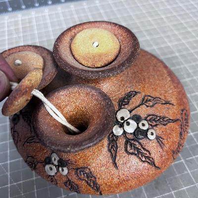 Vintage Hand Made Oil Lamp (3) Wicks Studio Art 