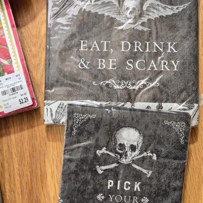 Seasonal Paper Napkins and Metal Serving Trays