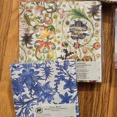 Seasonal Paper Napkins and Metal Serving Trays