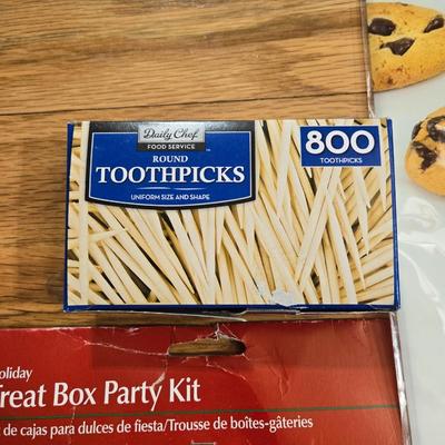 New Large Package of Cookie Cutters, Parchment Paper, Toothpicks, Foldable Paper Treat Boxes