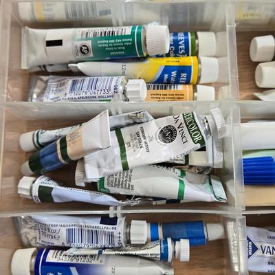 Large Lot of Watercolor Paints with Storage #1 Container