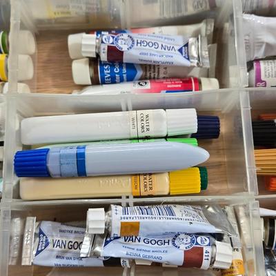 Large Lot of Watercolor Paints with Storage #1 Container
