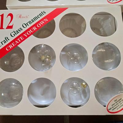 Clear Glass Christmas Ornaments Lot and Gold Tassels