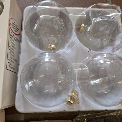 Clear Glass Christmas Ornaments Lot and Gold Tassels
