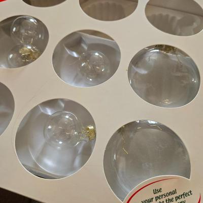 Clear Glass Christmas Ornaments Lot and Gold Tassels