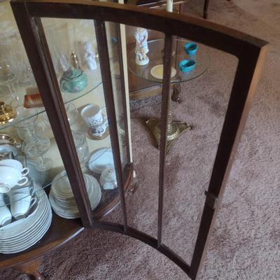 Antique Mahogany Bowfront Curio Display Cabinet with Glass Shelves (No Contents)