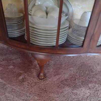 Antique Mahogany Bowfront Curio Display Cabinet with Glass Shelves (No Contents)