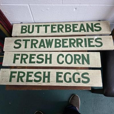 Hanging produce signs