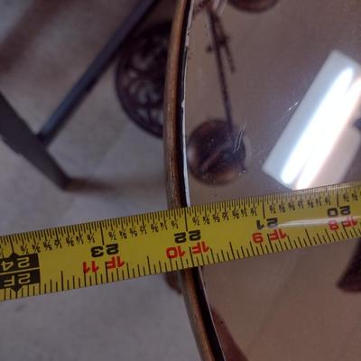 Vintage Side/Accent Table with Glass and Mirror Top- Approx 22" in Diameter, 24 3/4" Tall